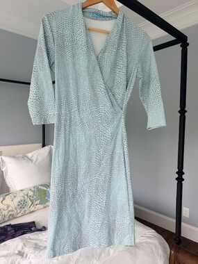 J. McLaughlin Light Blue Animal Print Wrap Dress